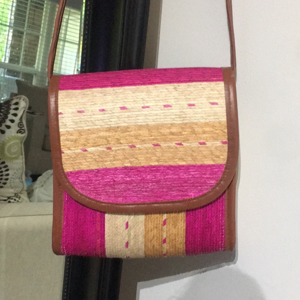 Straw Boho crossbody Mexican style purse